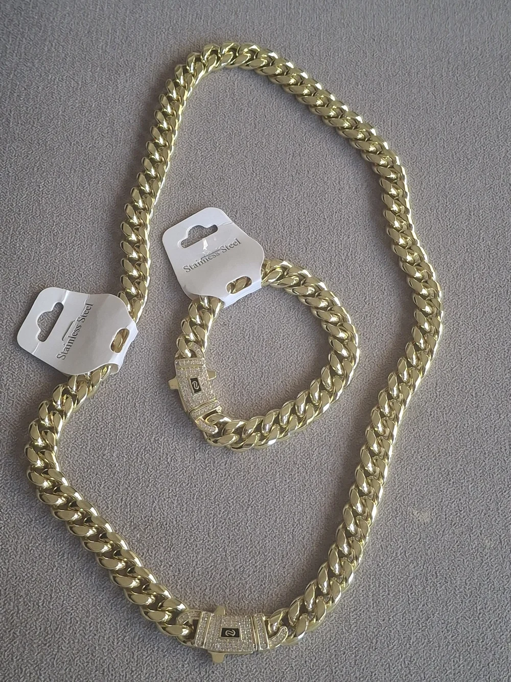Gold-Tone Cuban Link Necklace & Bracelet Set